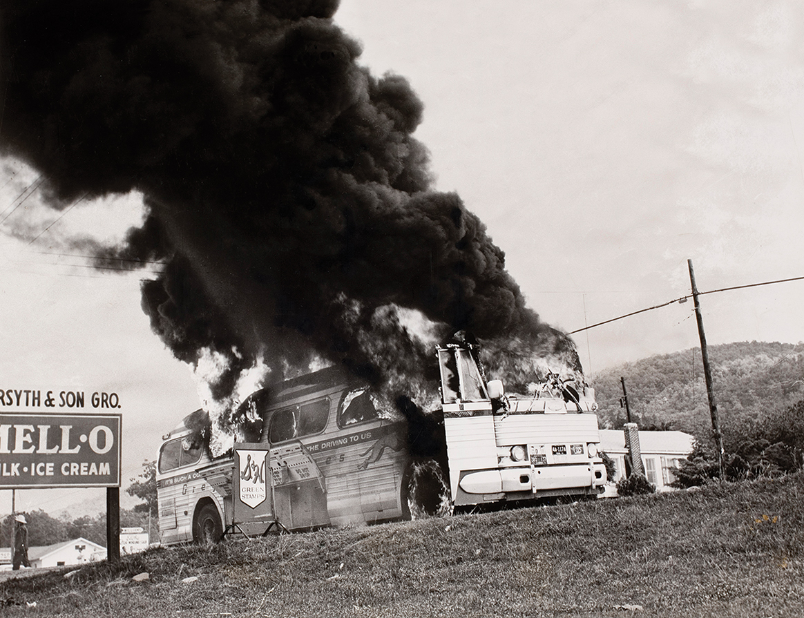 The Freedom Riders are attacked in Anniston Alabama
